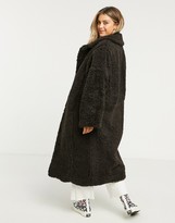 Thumbnail for your product : ASOS DESIGN faux fur hero longline maxi coat in brown