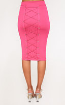 Thumbnail for your product : PrettyLittleThing Pink Corset Back Midi Skirt