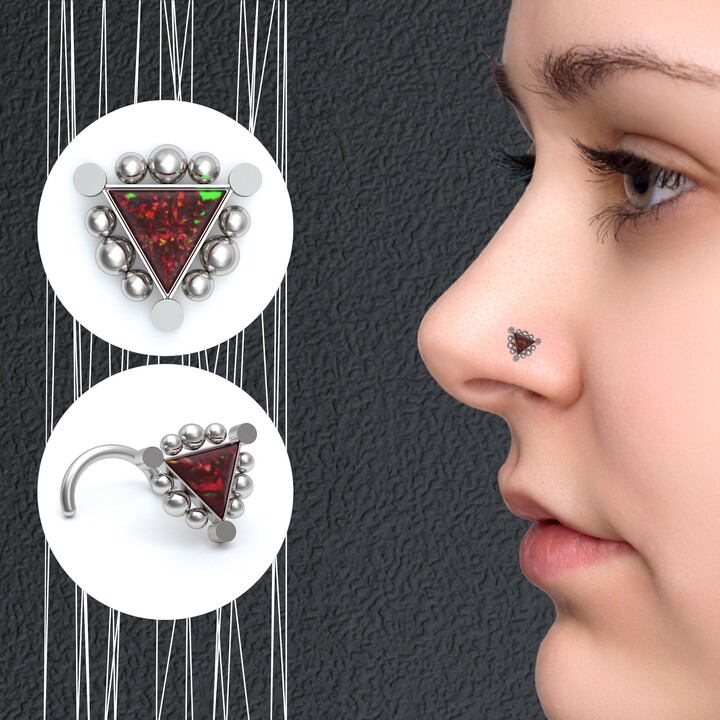 Surgical Steel Nose Ring, Opal Stud, Piercing Jewelry, Stud Earrings