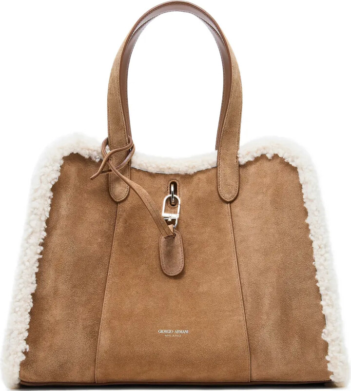 Giorgio Armani Teddy-Trim Tote Bag