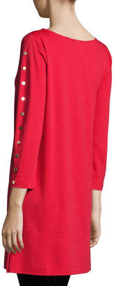 Joan Vass 3/4-Sleeve Studded Tunic, Petite