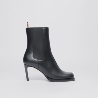Burberry Icon Stripe Detail Leather Ankle Boots