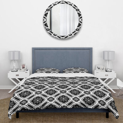 Design Art Black White Hexagon VIII - Traditional Duvet Cover Set