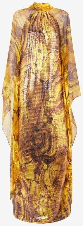 Roberto Cavalli Amber Print Sequined Caftan Dress
