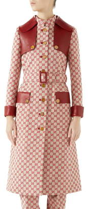 Gucci Leather Trim GG Canvas Trench Coat