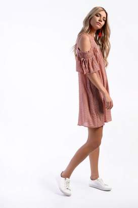 Glamorous **Check Cold Shoulder Dress by Petites