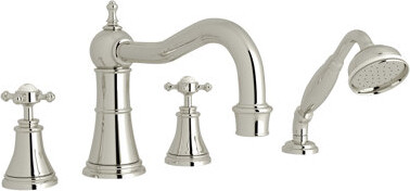 Perrin & Rowe Georgian Era 4-Hole Deck Mount Tub Filler With Column Spout