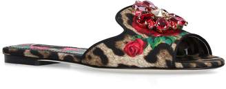 Dolce & Gabbana Leopard Print Rose Slides