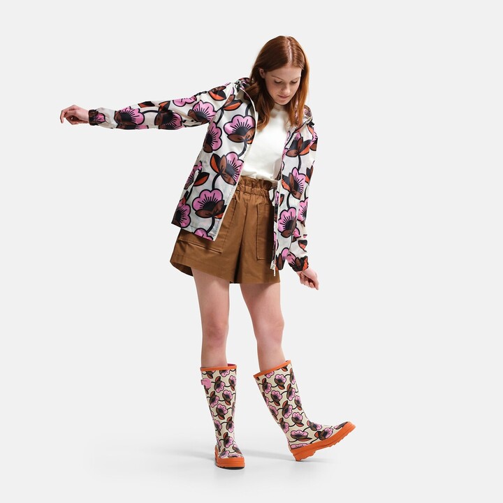 Orla Kiely X Regatta Orla Summer Waterproof Pack It Jacket In Fuchsia