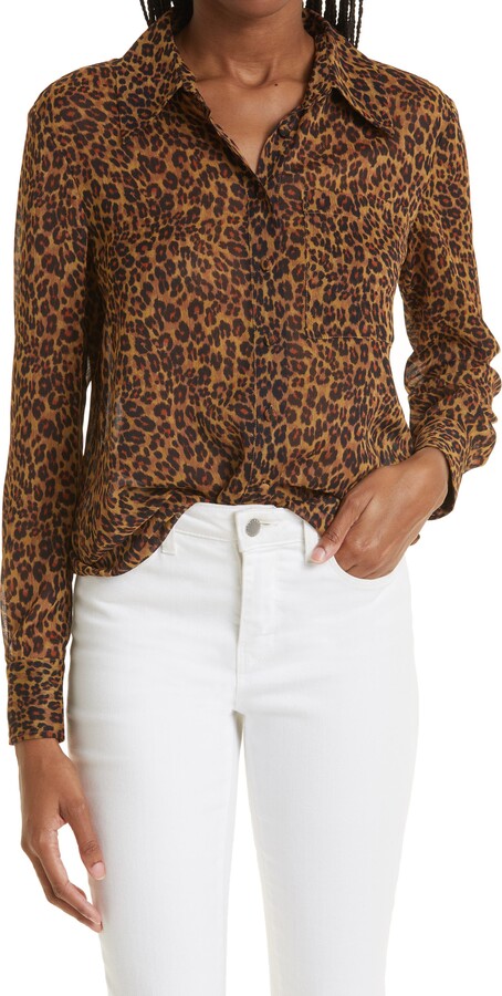 Meikosks Ladies Leopard Print T Shirt V Neck Long Sleeve Tops Basic Tunic Side Split Blouses 