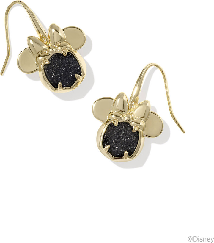 Kendra Scott Disney | Gold Minnie Mouse Drop Earrings in Black | Drusy