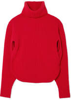 Thumbnail for your product : Antonio Berardi Cutout Ribbed Wool And Cashmere-blend Turtleneck Sweater