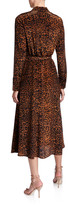 Thumbnail for your product : Lafayette 148 New York Augustina Leopard Printed Long-Sleeve Silk Midi Dress