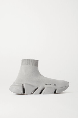 Balenciaga Speed 2.0 Ribbed Stretch-knit High-top Sneakers - Gray -  ShopStyle