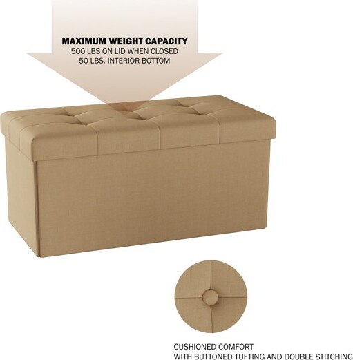 Hastings Home 30Inch Folding Storage Bench Ottoman Tufted with