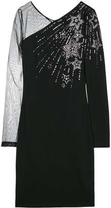 Just Cavalli Embellished Sheer Sleeve Dress