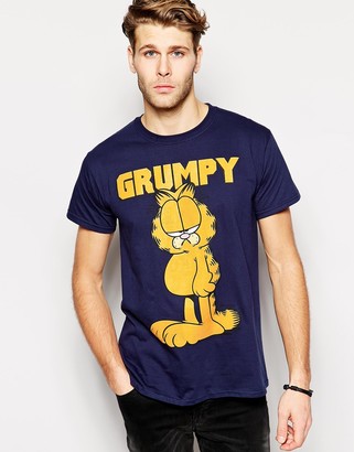 Joystick Junkies T-Shirt With Grumpy Garfield Print - Navy