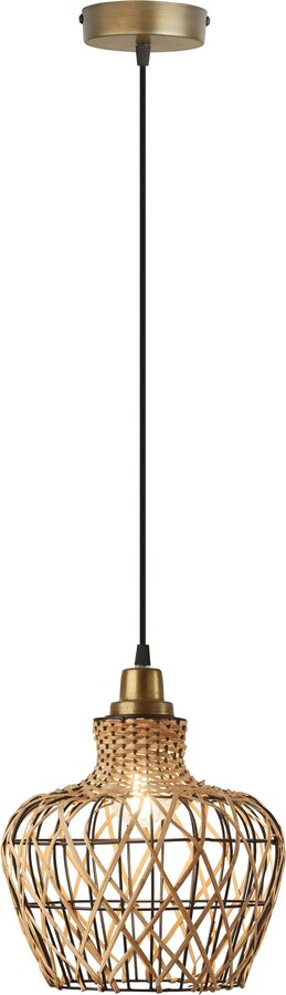 River of Goods 10.25"W 1-Light Betsy Rattan and Metal Pendant