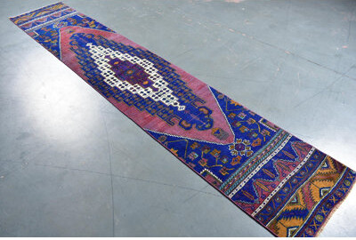 kayra export Turkish Runner Rug in Blue with Antique Oriental Design Ideal for Corridors and Soft Washable