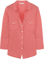 Thumbnail for your product : James Perse Jersey-paneled slub cotton shirt