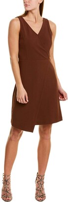 Nanette Lepore Women's V Neck with Front Wrap and Asymmetrical Hem Unlined Fitted Dress