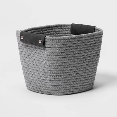 11" Square Coiled Rope Basket Gray - ThresholdTM