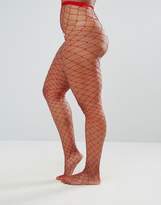 Thumbnail for your product : ASOS Curve Oversized Fishnet Tights Red