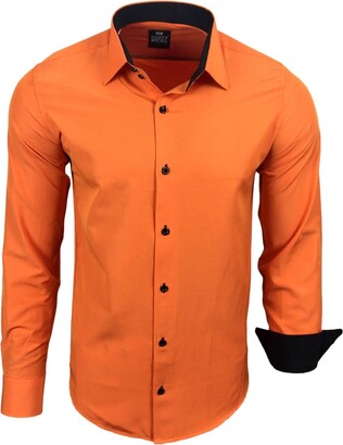 orange collared shirt