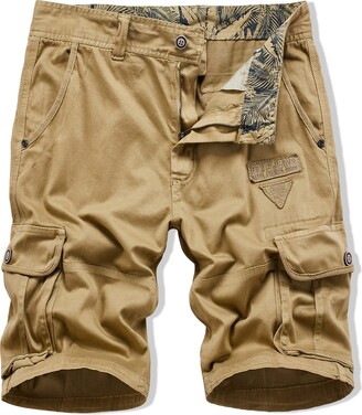 SCHONTAN Mens Outdoor Cargo Shorts with Pockets Relaxed Fit Camo Pink Casual Work Shorts Men 