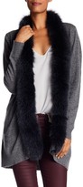 Thumbnail for your product : Sofia Cashmere Genuine Solid Dyed Fox Fur Trim Open Cashmere Cardigan