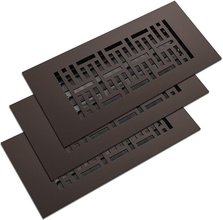 Reggio Registers Low Profile 10 in. x 4 in. Steel Floor Register in Oil Rubbed Bronze Woven Pattern (3-Pack)