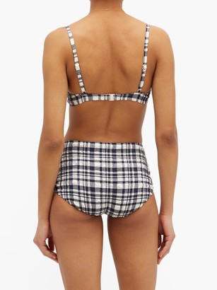 Solid & Striped The Ginger Gingham Underwired Bikini Top - Black White