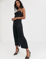 Thumbnail for your product : ASOS DESIGN satin cowl neck jumpsuit in black