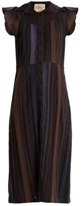 Ace&Jig Ophelia Ruffled Sleeved Striped Cotton Dress - Womens - Dark Blue