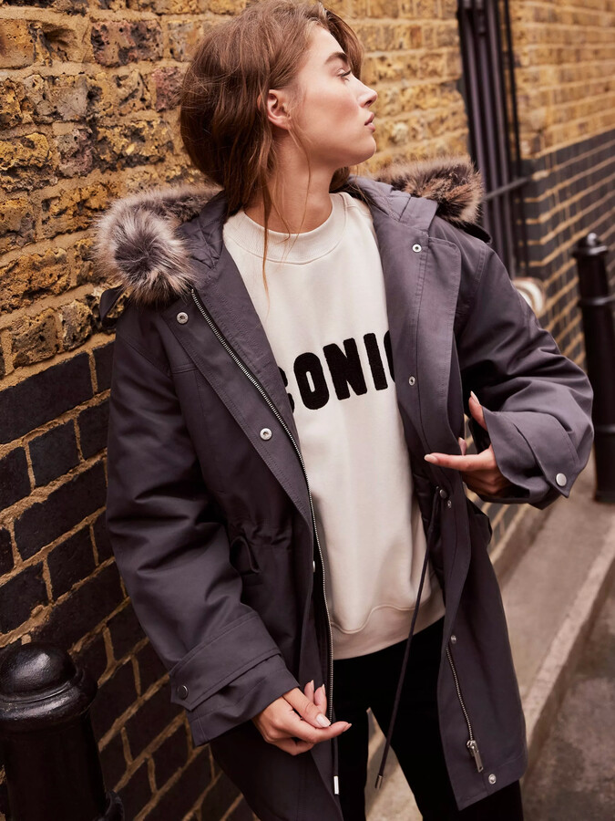 Mint Velvet Cotton Blend Faux Fur Hood Parka ShopStyle Coats