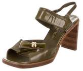 Thumbnail for your product : Louis Vuitton Patent Leather Slingback Sandals Olive Patent Leather Slingback Sandals