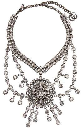 Gucci Crystal Embellished Statement Necklace - Womens - Crystal