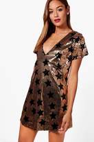 Thumbnail for your product : boohoo Sequin Star Print Shift Dress