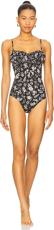 Ulla Johnson Dalila Ruched Maillot One Piece Swimsuit
