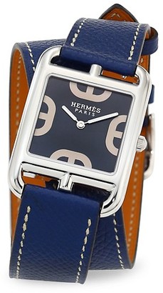 Hermes Cape Cod 29MM Stainless Steel & Leather Double-Wrap Strap Watch