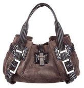Thumbnail for your product : Roger Vivier Patent Leather-Trimmed Suede Tote