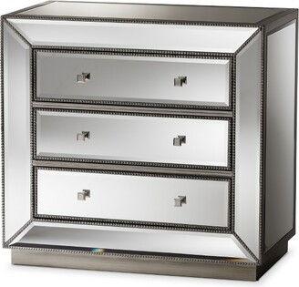 Baxton Studio Edeline Hollywood Regency Glamour Style Mirrored 3 Drawer Chest
