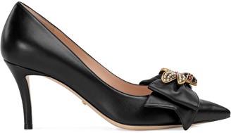 Gucci Leather mid-heel pump with bow