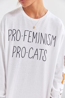 Junk Food Clothing Pro-Cat Pro-Feminism Long Sleeve Tee