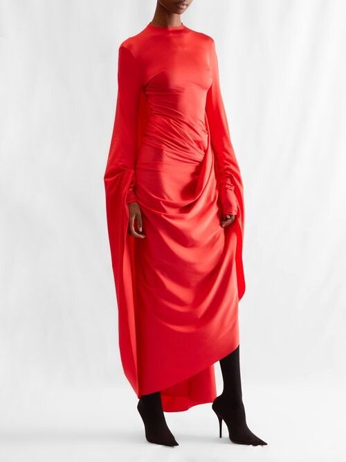 Tomhed Svare pyramide Balenciaga Asymmetric-hem Draped Crepe Dress - ShopStyle