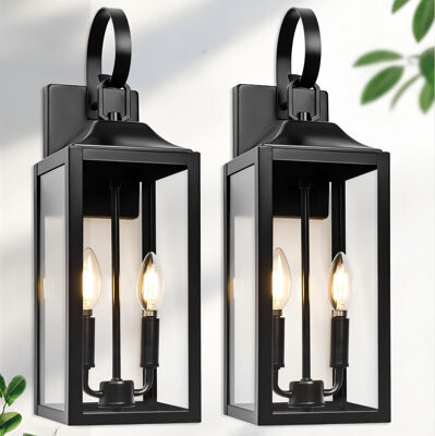 17 Stories Large Outdoor Wall LightOutside Wall Mounted Light Fixture Exterior Farmhouse Wall Sconce Lantern 2 Light Modern Porch Lighting Exterior Lamp.(Blac