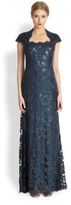 Thumbnail for your product : Tadashi Shoji Sequin Lace Cap-Sleeve Gown