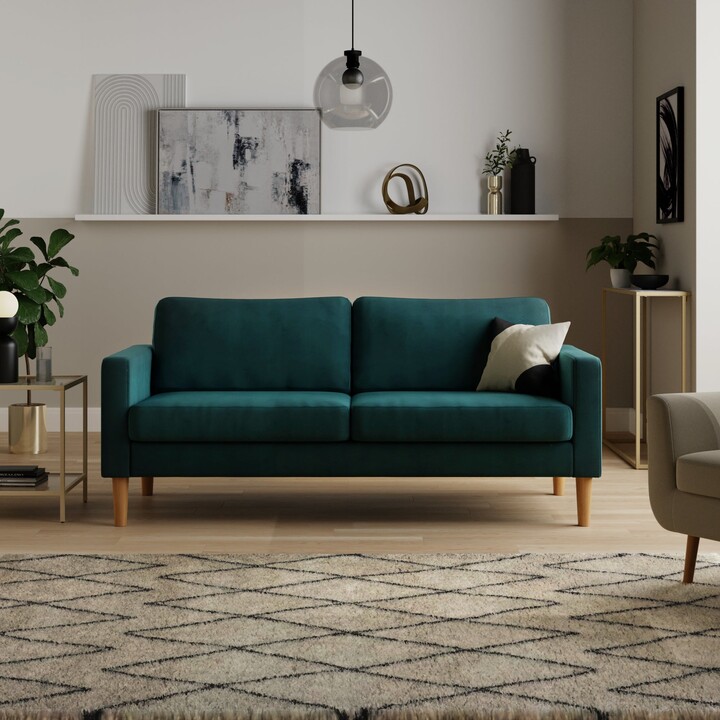 Dunelm Jacob Velvet 3 Seater Sofa Peacock ShopStyle