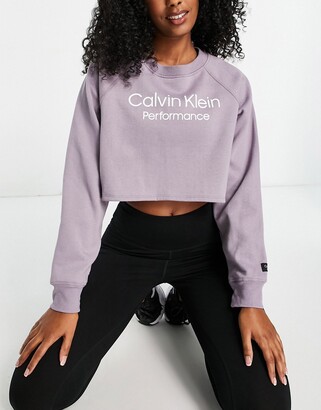 Calvin Klein Performance cropped logo sweatshirt in lilac - ShopStyle