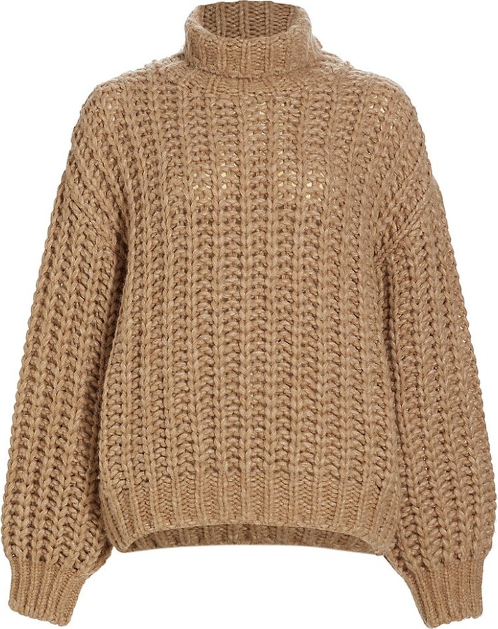 Anine Bing Iris Cable-Knit Turtleneck Sweater - ShopStyle